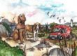 Tierisch-in-Fahrt-Zeichnung von Kiki Kalahari